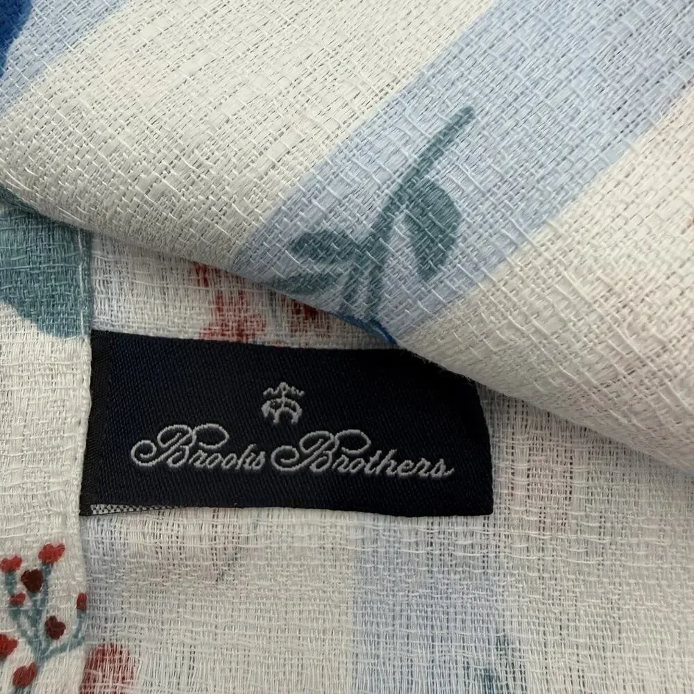 Brooks Brothers Set of 6 Cloth Napkins Floral Stripe Red White Blue 18x18 NWT